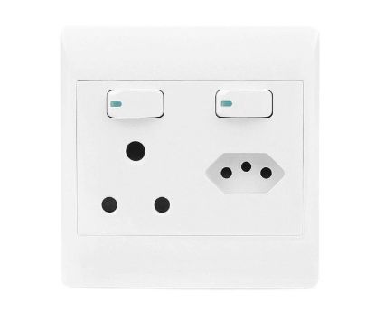 Picture of SINGLE WALL SOCKET 16A + SINGLE EURO SOCKET 4x4 FLUSH
